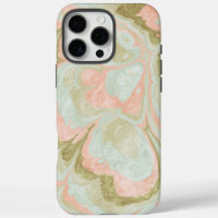 Soft Marble Swirl Pattern Mint, Coral and Olive
