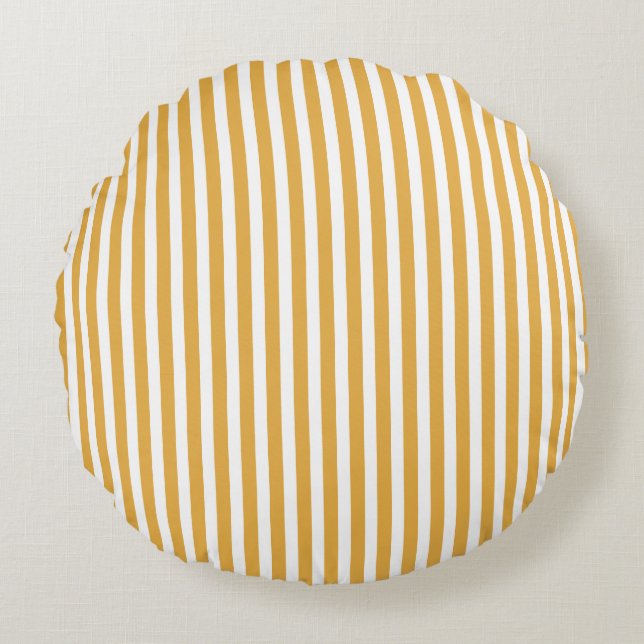 Soft Marigold Yellow Cabana Stripe Round Cushion (Front)