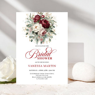 Soft Marsala Flowers Bridal Shower Invitation