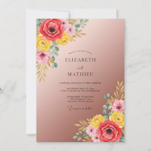 Soft Mauve Crimson Painted Wedding Invitation