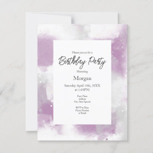 Soft Mauve Grey & White Abstract Brushstrokes   Invitation