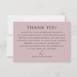 Soft Mauve Pink Wedding Elegant Romantic Chic Thank You Card