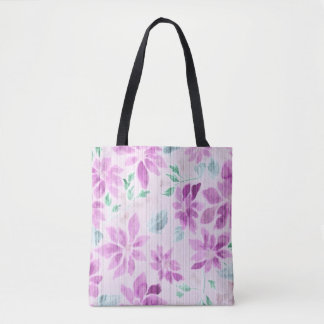 Soft Mauve Watercolor Floral Pattern Tote Bag
