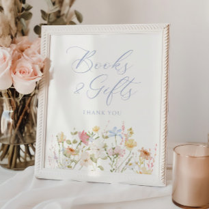 Soft Meadow Blue Script Books and Gifts Poster