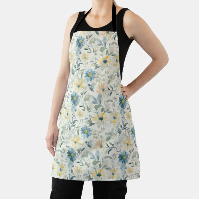 Soft Meadow Daisy Watercolor Apron (Insitu)