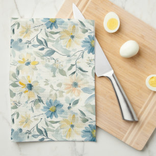 Soft Meadow Daisy Watercolor Tea Towel