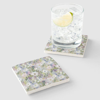 Soft Meadow Floral Watercolor Stone Coaster