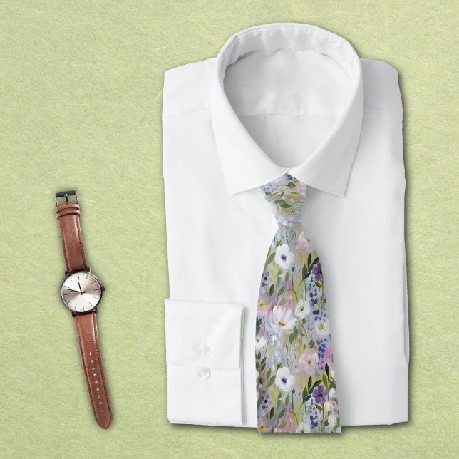 Soft Meadow Floral Watercolor Tie (Creator Uploaded)