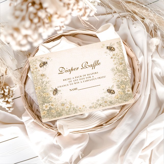 Soft Meadow Honey Bee Diapper Raffle Enclosure Card (Creator Uploaded)