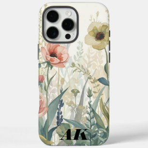 Soft Meadow Impression – Watercolor Botanical Wall iPhone 16 Pro Max Case