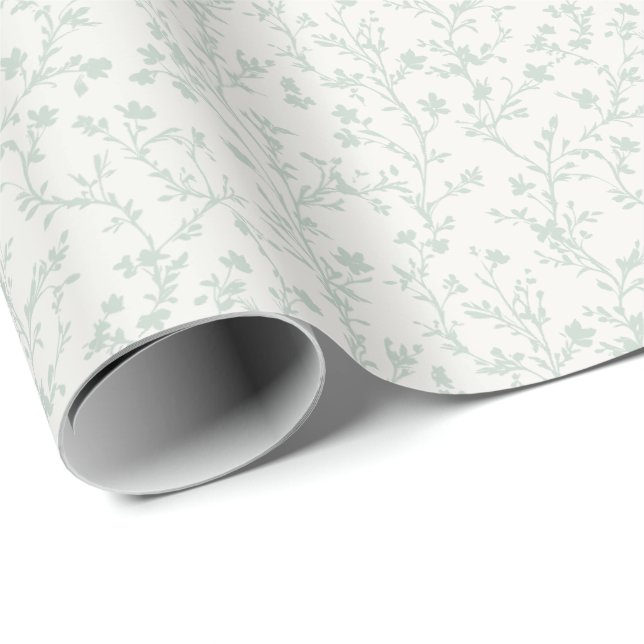 Soft Meadow Muted Sage - Neutral Wrapping Paper (Roll Corner)