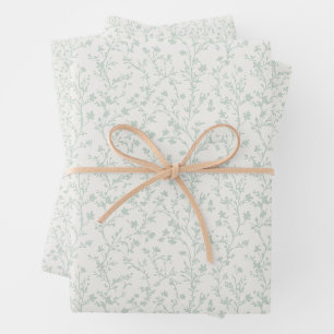 Soft Meadow Muted Sage - Neutral Wrapping Paper Sheet