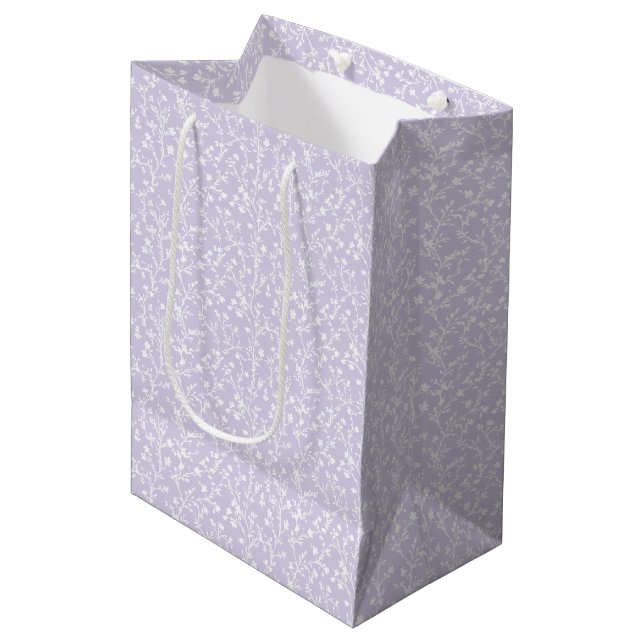 Soft Meadow Neutral - Dusty Lavender Medium Gift Bag (Front Angled)
