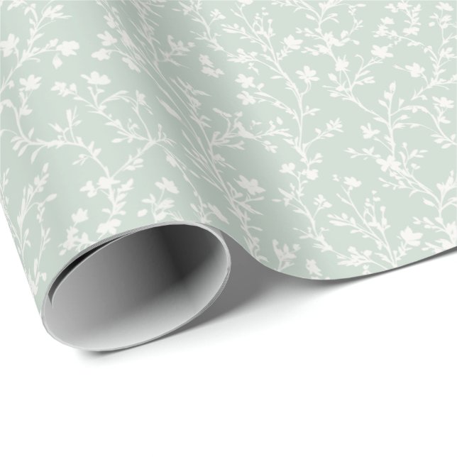 Soft Meadow Neutral - Muted Sage Wrapping Paper (Roll Corner)