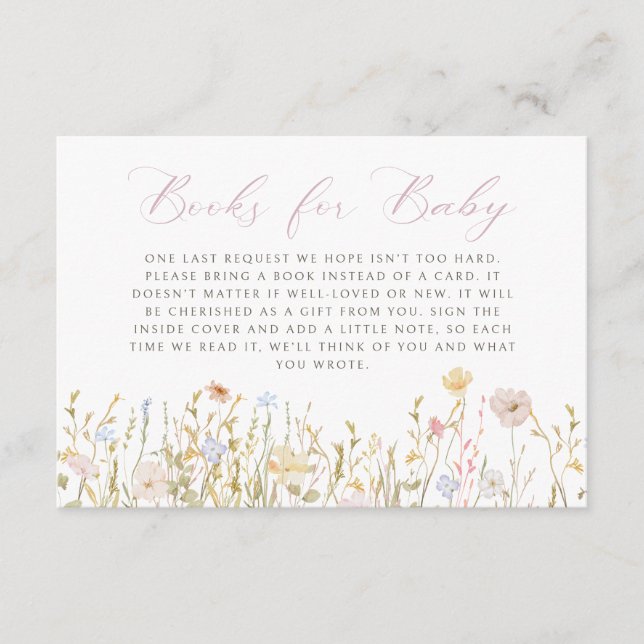 Soft Meadow Pink Script Books for Baby Enclosure Card (Front)