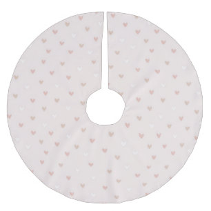 Soft Minimal Heart Pattern Brushed Polyester Tree Skirt