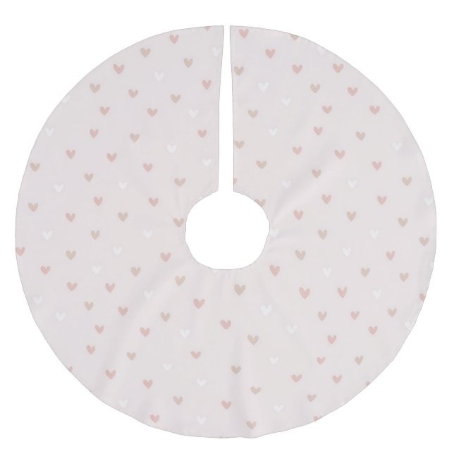Soft Minimal Heart Pattern Brushed Polyester Tree Skirt (Front)