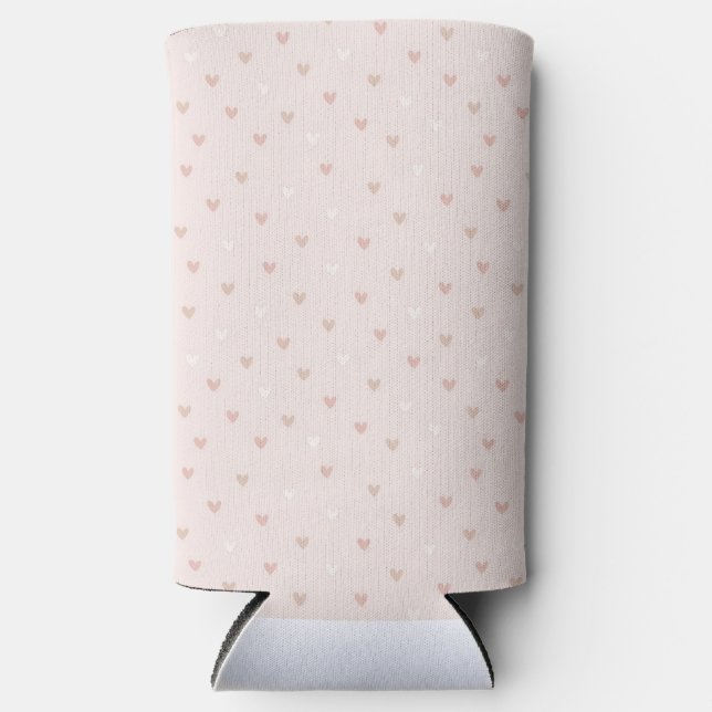Soft Minimal Heart Pattern Seltzer Can Cooler (Front)