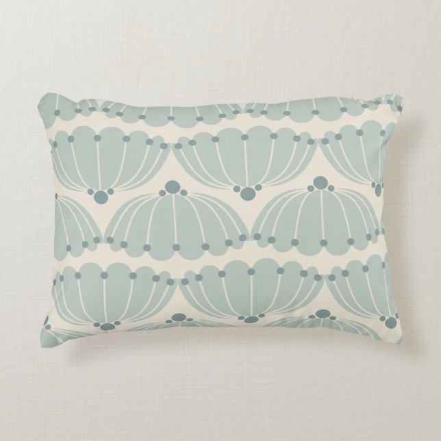 Soft Mint and Beige Scallop  Decorative Cushion (Front)