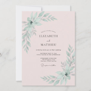 Soft Mint Foliage Eucalyptus Wedding Invitation