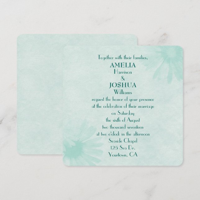Soft Mint Green Daisy Wedding Invitation (Front/Back)