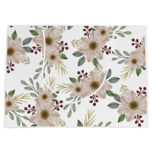 Soft Mint Green Floral Garden Pattern Large bag