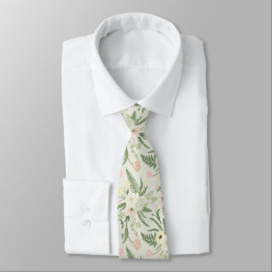 Soft Mint Green Garden Flower Pattern Tie