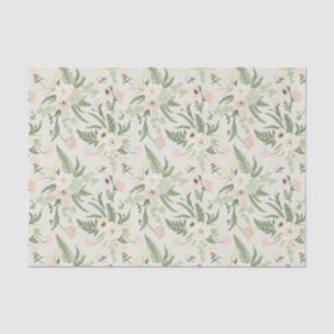 Soft Mint Green Garden Flower Pattern Tissue Paper