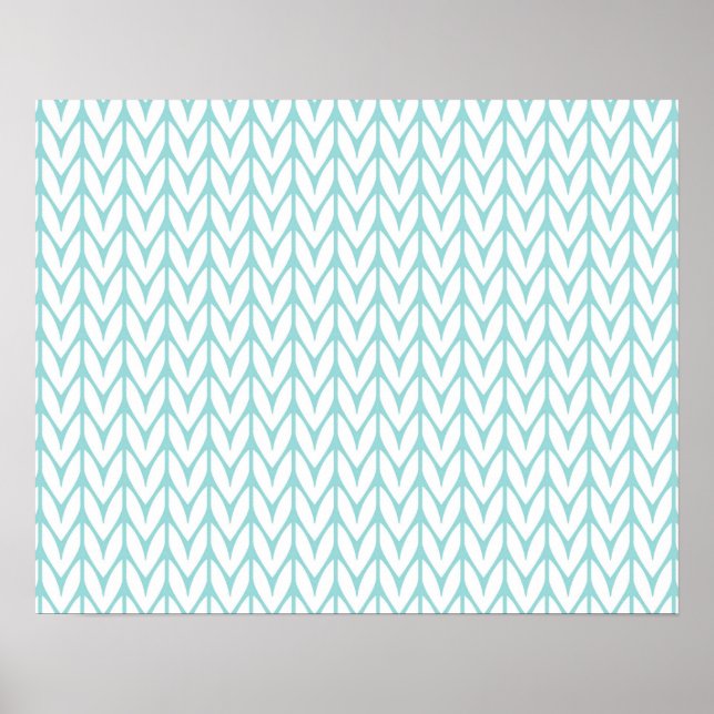 Soft Mint Yarn Chevrons Knit Pattern Customisable Poster (Front)