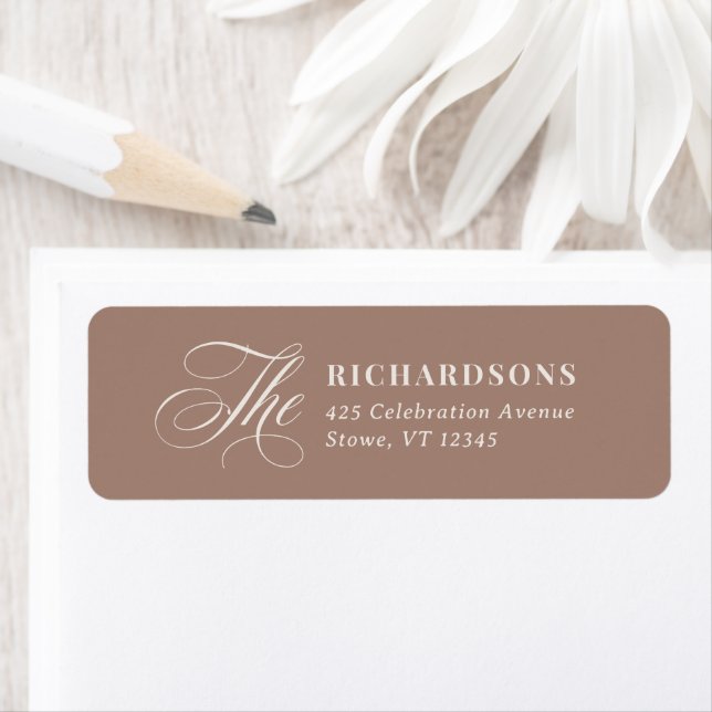 Soft Mocha Taupe Calligraphy | Return Address (Insitu)