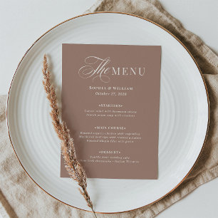 Soft Mocha Taupe Elegant Neutral Wedding Menu