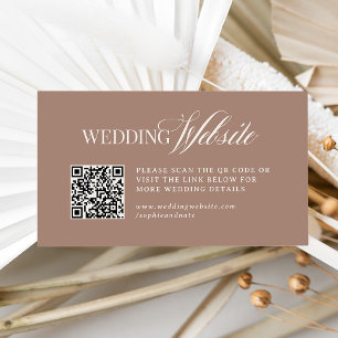 Soft Mocha Taupe Luxe Wedding Website QR Code Enclosure Card