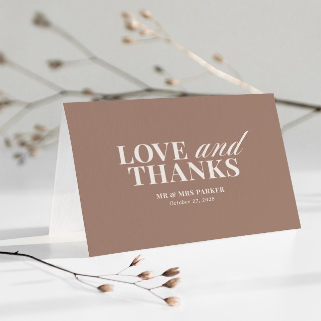 Soft Mocha Taupe | Neutral Classic Luxe Wedding Thank You Card (Creator Uploaded)