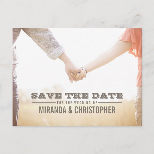 Soft Modern Wedding Save the Date Photo Postcard (Front)