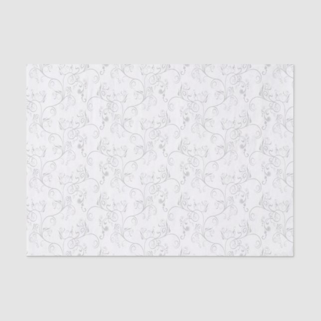 Soft Modern White&Grey Named Damask Tissue Paper (Front)