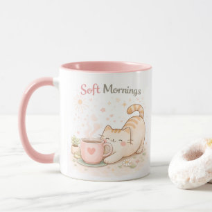 Soft Morning Kawaii Cute Cat Coffee Sweet Pink Mug