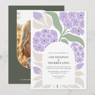 Soft Moss Abstract Floral Modern Spring Wedding Invitation