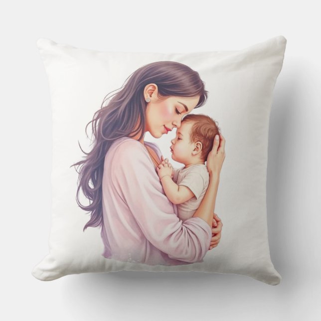 Soft Mother & Baby Love Pillow – Cosy Home Decor (Front)