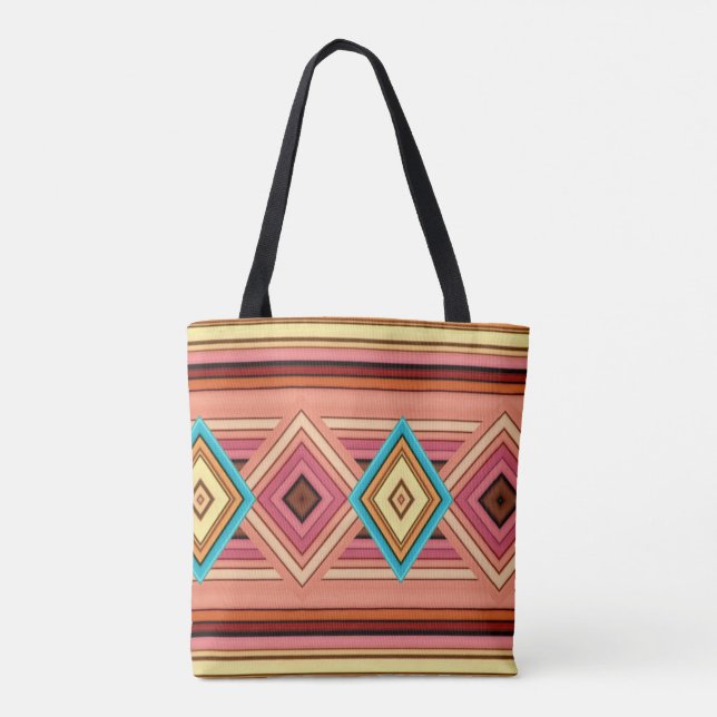 Soft Multi-Color Diamond & Stripe Tote Bag (Back)