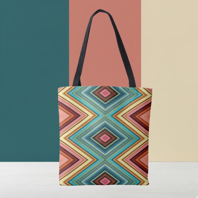 Soft Multi-Color Diamond & Stripe Tote Bag (Creator Uploaded)