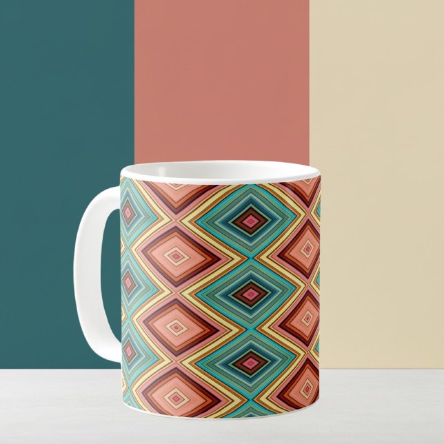Soft Multi-Coloured Diamond & Stripes Coffee Mug (Creator Uploaded)