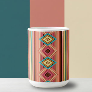 Soft Multi-Coloured Diamond & Stripes Speciality M Coffee Mug