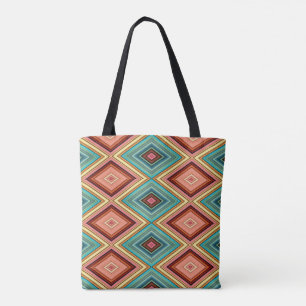 Soft Multi-Coloured Diamond & Stripes Tote Bag