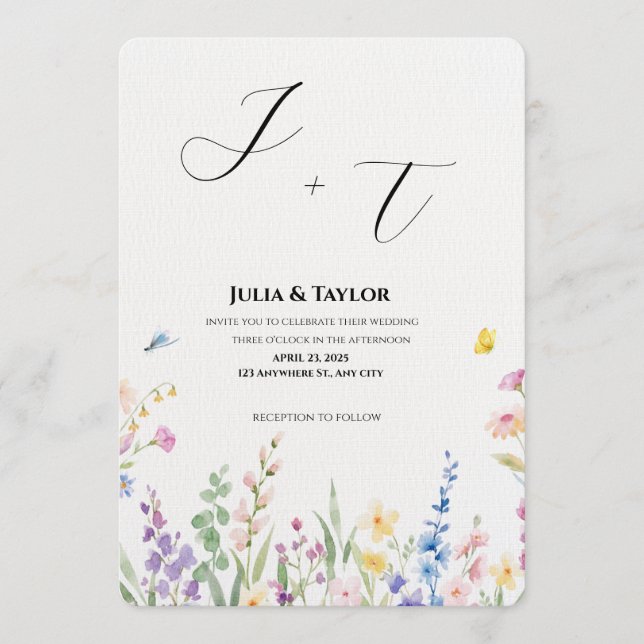 Soft Multicolor Floral Invitation (Front)