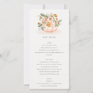 Soft Muted Blush Pink Pumpkin Floral Menu Card