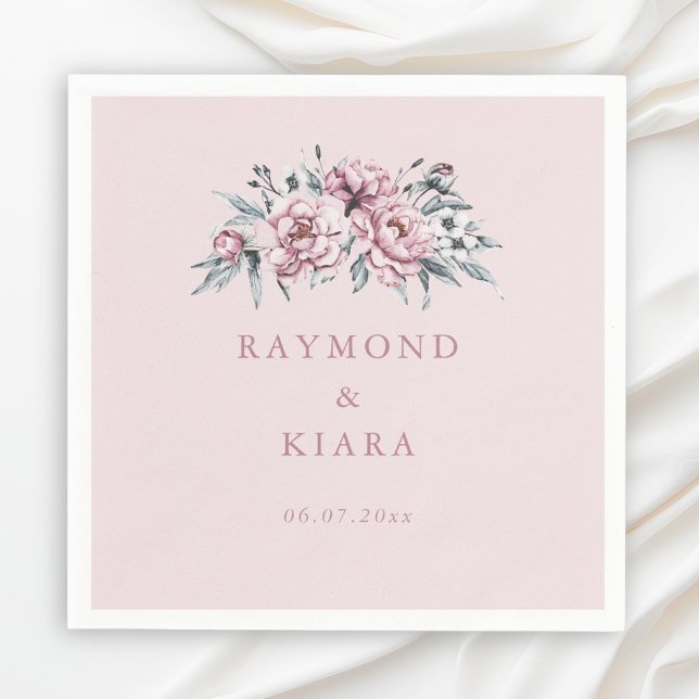 Soft Muted Dusty Pink Peony Wedding Napkin (Creator Uploaded)