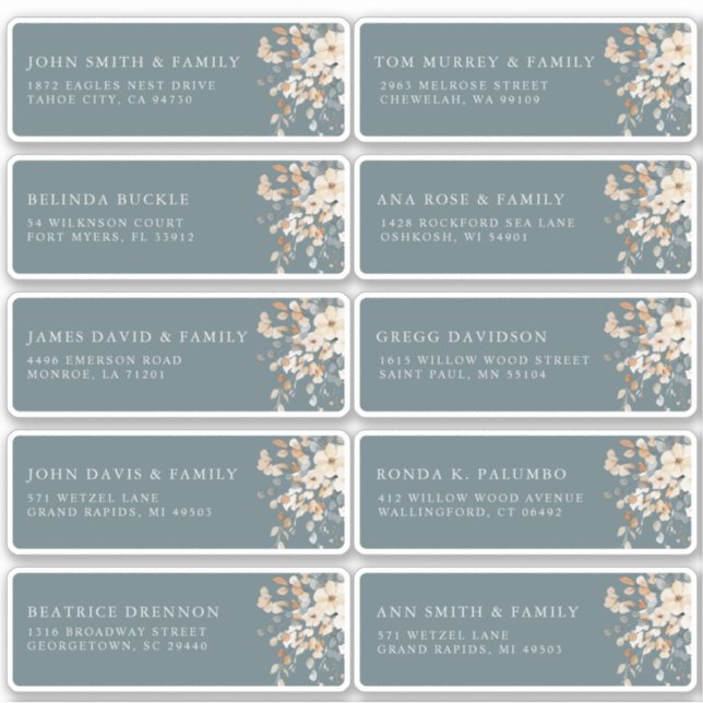 Soft Muted Earthy Tone Floral  Guest Name Address (Front)