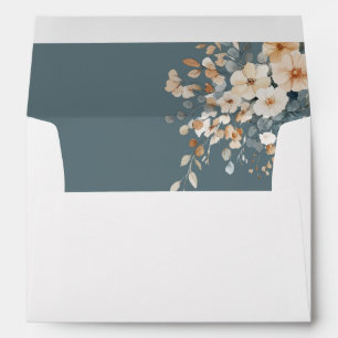 Soft Muted Earthy Tone Floral Watercolor Wedding Envelope