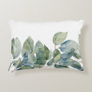 Soft muted green foliage botanical decorative cushion