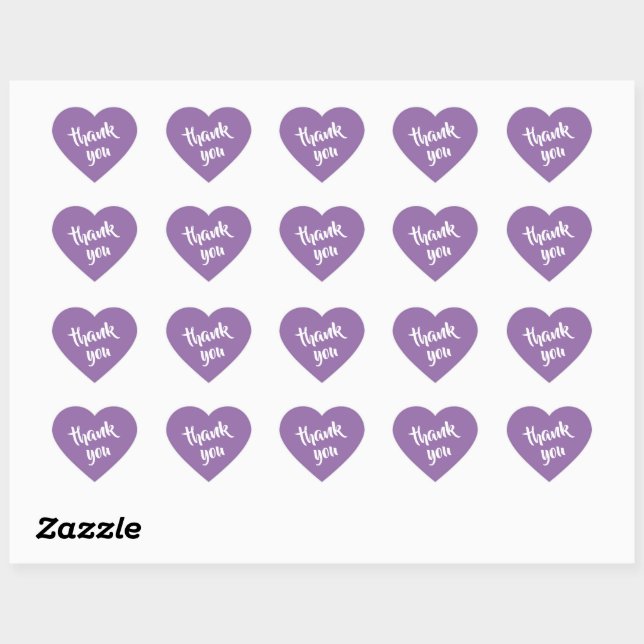 Soft Muted Lavender Thank You Heart Sticker (Sheet)